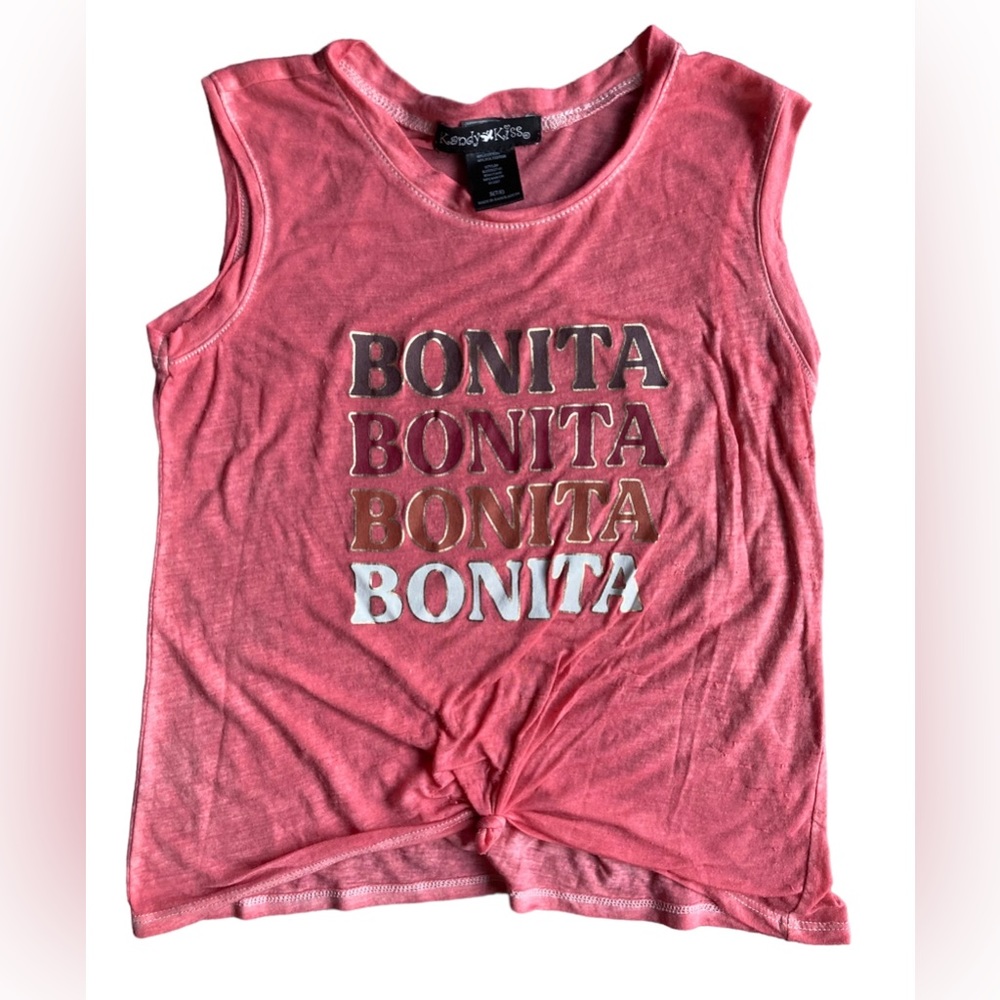 Bonita Pink Sheer Girls Size 7/8 Distressed TankTop